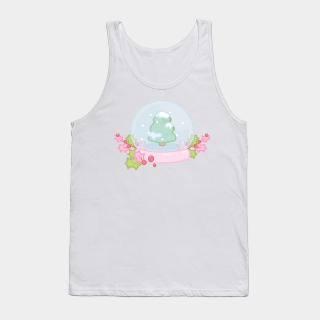 Christmas Pink Snowglobe Christmas Tree Tank Top by cSprinkleArt